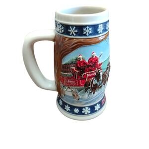 Vintage 1995 Budweiser Holiday Stein Lighting the Way Home Ceramarte Clydesdales